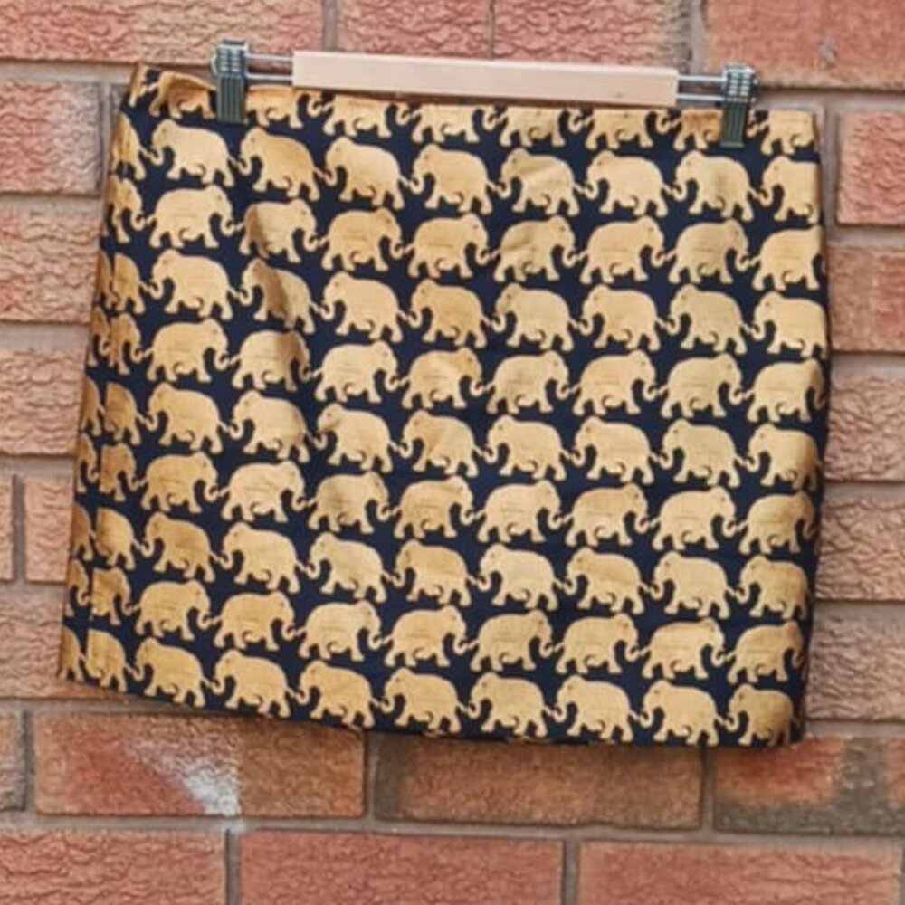 J Crew gold elephant mini skirt size 10